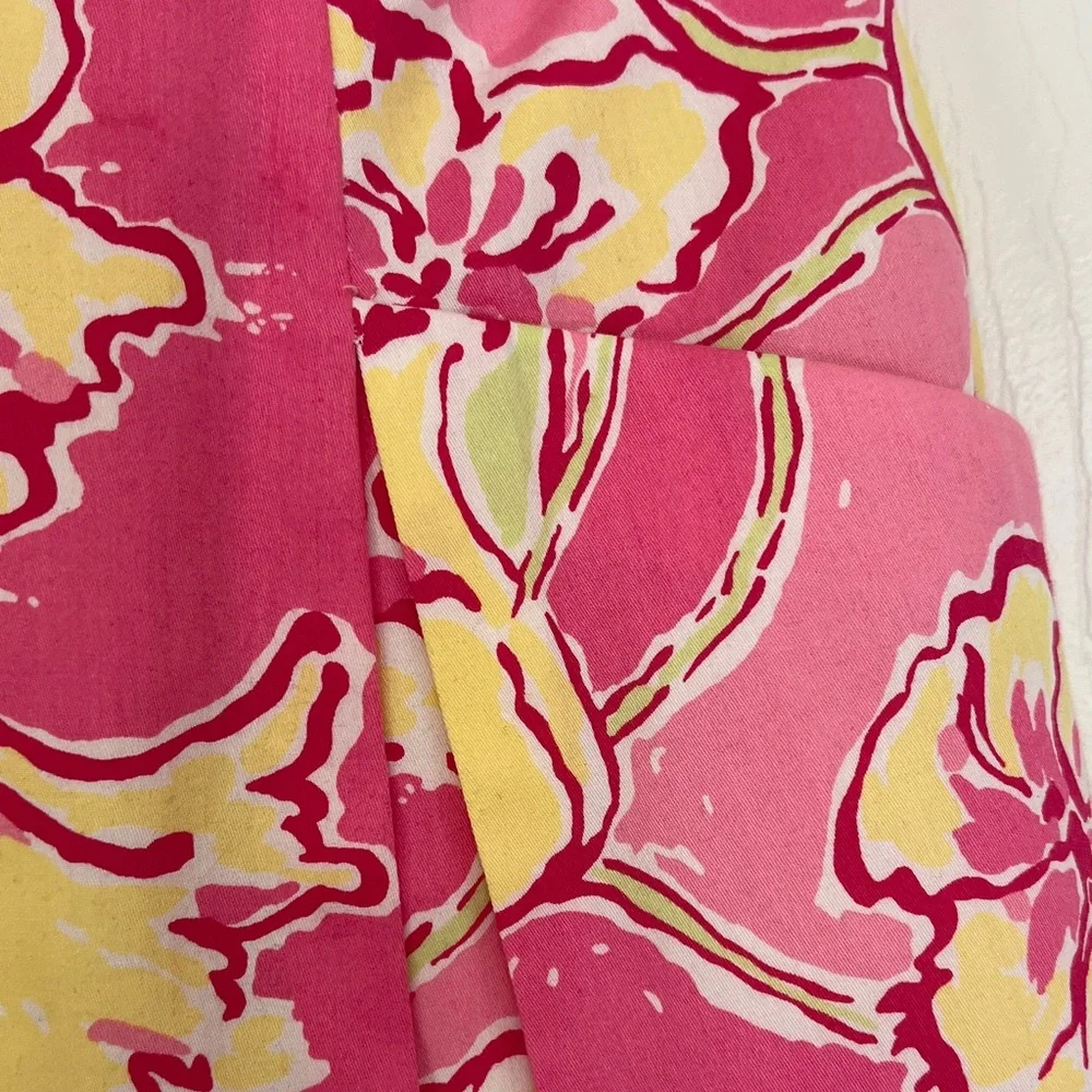 Lilly Pulitzer ClassicPink and Yellow Strapless Floral Dress With Slash Pockets - Picture 5 of 16